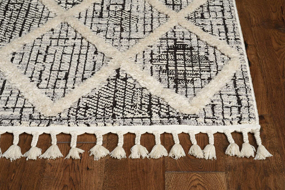 5' X 8' Charcoal Geometric Area Rug - Homeroots - Flyclothing LLC