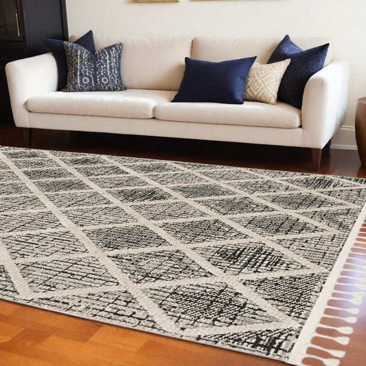 94 X 130 Charcoal Polyester Rug - Homeroots - Flyclothing LLC