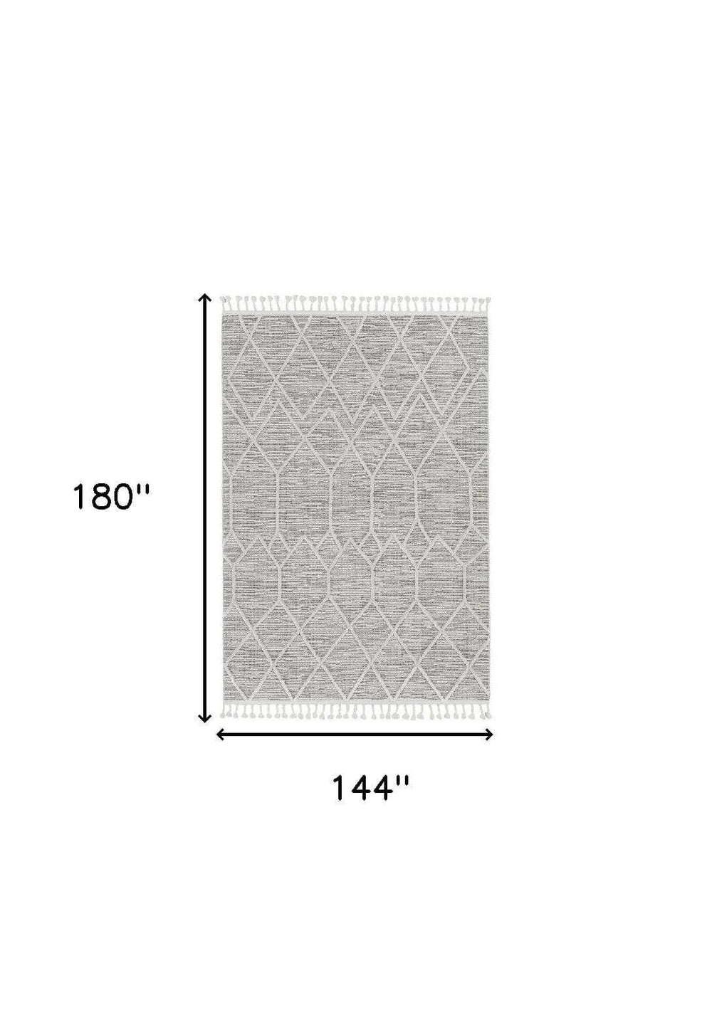 12' X 15' Gray and Ivory Geometric Area Rug - Homeroots - Flyclothing LLC