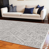 12' X 15' Gray and Ivory Geometric Area Rug - Homeroots - Flyclothing LLC