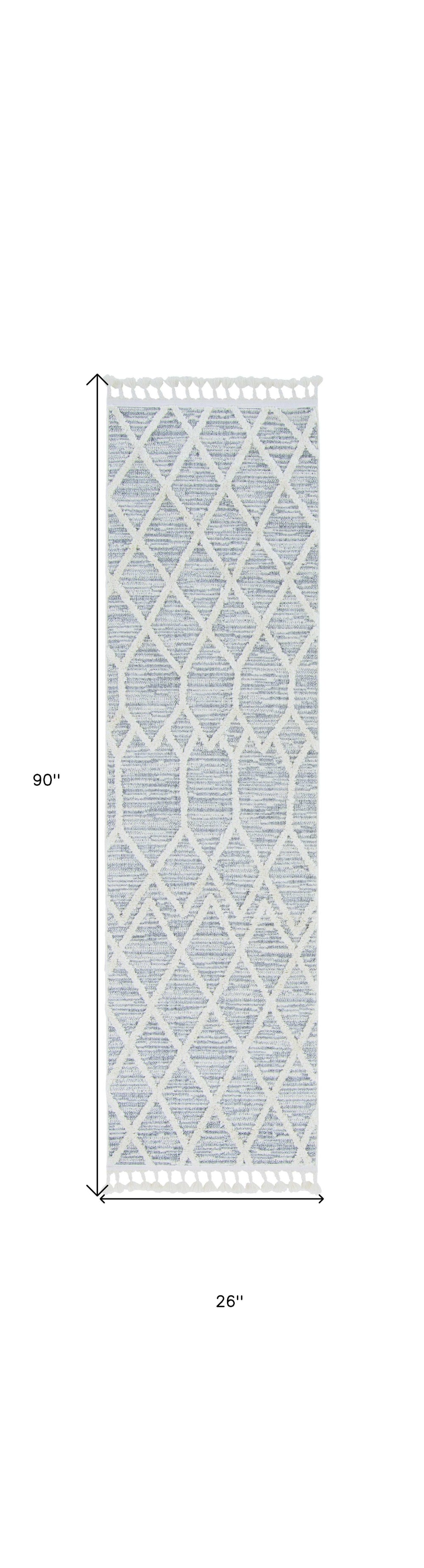 8' Gray and Ivory Abstract Runner Rug - Homeroots - Flyclothing LLC