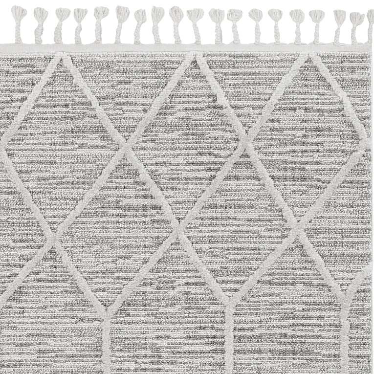 8' Gray and Ivory Abstract Runner Rug - Homeroots - Flyclothing LLC