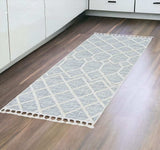 8' Gray and Ivory Abstract Runner Rug - Homeroots - Flyclothing LLC