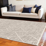 8' X 11' Ivory Grey Machine Woven Geometric Indoor Area Rug - Homeroots - Flyclothing LLC