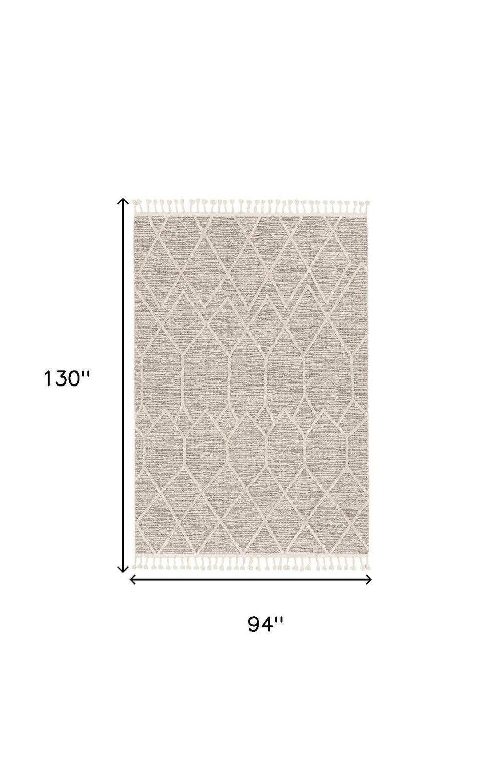 8' X 11' Ivory Grey Machine Woven Geometric Indoor Area Rug - Homeroots - Flyclothing LLC