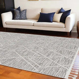 9' X 13' Ivory Grey Machine Woven Geometric Indoor Area Rug - Homeroots - Flyclothing LLC