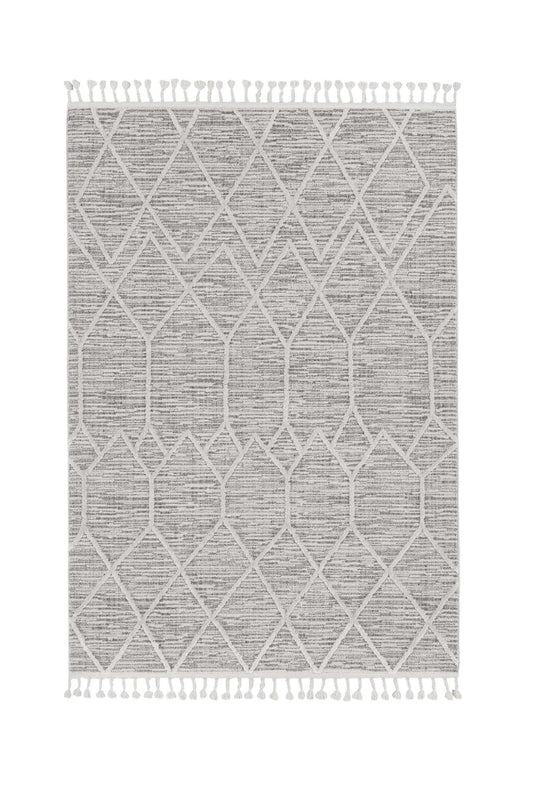 9' X 13' Ivory Grey Machine Woven Geometric Indoor Area Rug - Homeroots - Flyclothing LLC