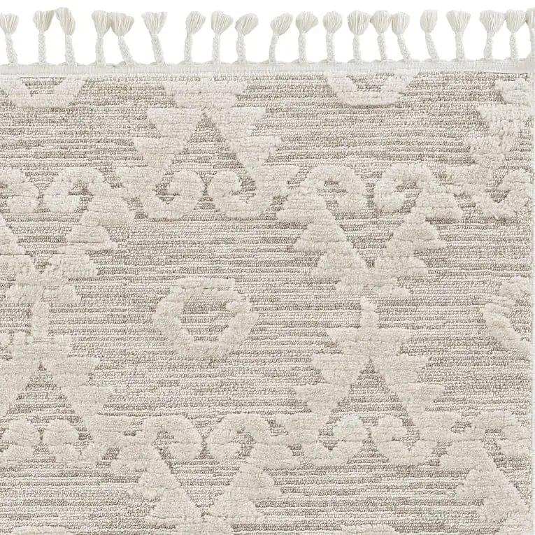 8' Beige and Ivory Geometric Runner Rug - Homeroots - Flyclothing LLC