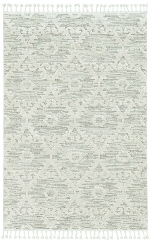 5' X 8' Beige and Ivory Geometric Area Rug - Homeroots - Flyclothing LLC