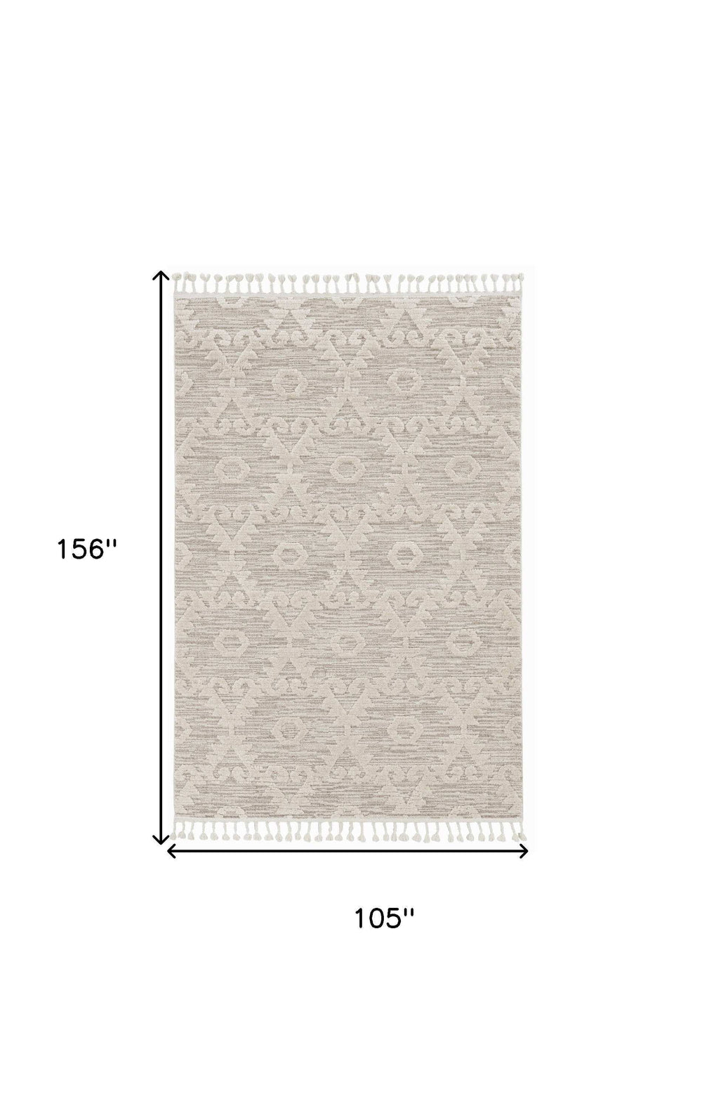 9' X 13' Beige and Ivory Geometric Area Rug - Homeroots - Flyclothing LLC