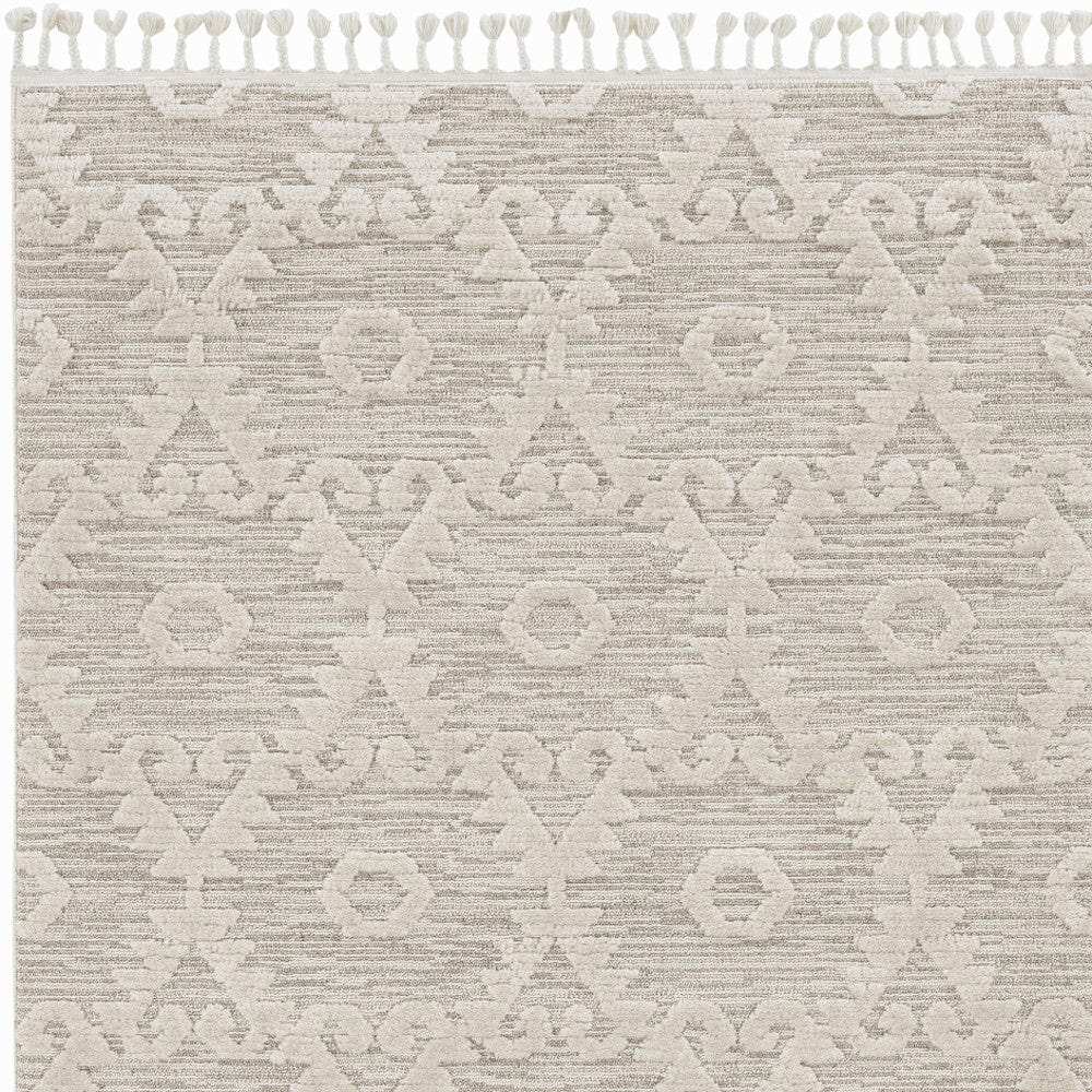 9' X 13' Beige and Ivory Geometric Area Rug - Homeroots - Flyclothing LLC