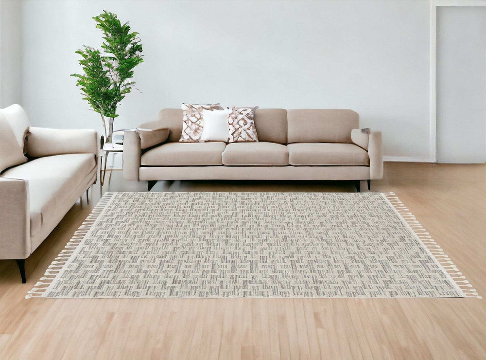 12' X 15' Gray and Ivory Geometric Area Rug - Homeroots - Flyclothing LLC