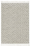 8' Ivory Grey Machine Woven Geometric With Fringe Indoor Runner Rug - Homeroots - Flyclothing LLC