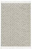 8' Ivory Grey Machine Woven Geometric With Fringe Indoor Runner Rug - Homeroots - Flyclothing LLC