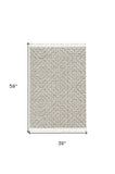 3' X 5' Ivory Grey Zigzag Diamonds Area Rug With Fringe - Homeroots - Flyclothing LLC