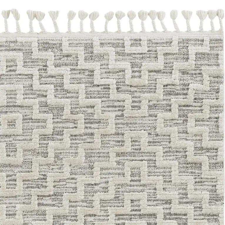 5' X 8' Gray and Ivory Geometric Area Rug - Homeroots - Flyclothing LLC