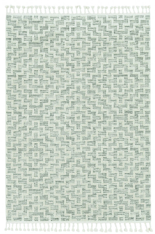 5' X 8' Gray and Ivory Geometric Area Rug - Homeroots - Flyclothing LLC