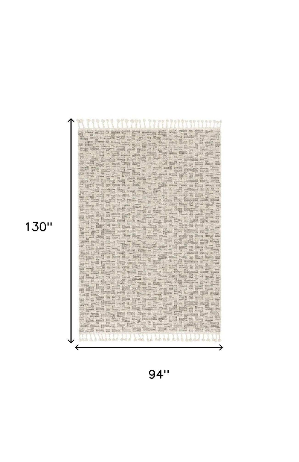 8' X 11' Ivory Grey Machine Woven Diamond Geometric Indoor Area Rug - Homeroots - Flyclothing LLC