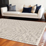 8' X 11' Ivory Grey Machine Woven Diamond Geometric Indoor Area Rug - Homeroots - Flyclothing LLC