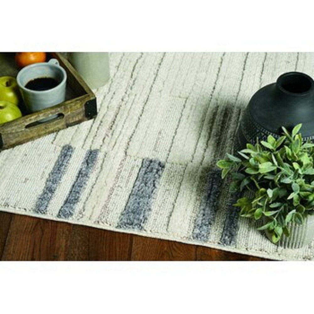 8' Runner Gray and Ivory Abstract Area Rug - Homeroots - Flyclothing LLC