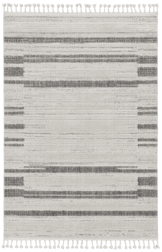 8' Runner Gray and Ivory Abstract Area Rug - Homeroots - Flyclothing LLC