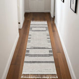 8' Runner Gray and Ivory Abstract Area Rug - Homeroots - Flyclothing LLC