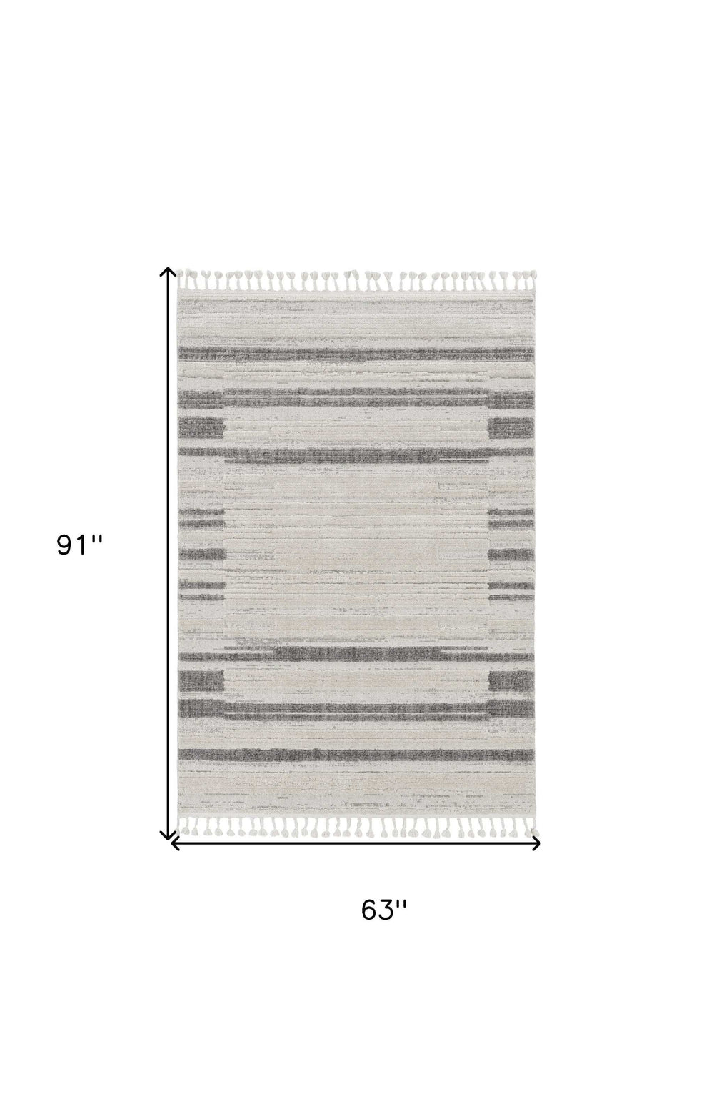 5' X 8' Gray and Ivory Abstract Area Rug - Homeroots - Flyclothing LLC