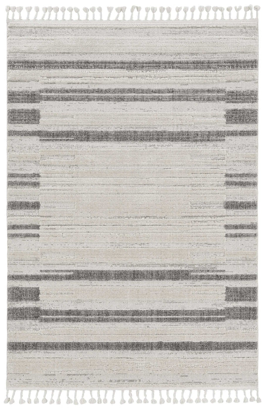 9' X 13' Ivory Grey Machine Woven Abstract Color Block Indoor Area Rug - Homeroots - Flyclothing LLC