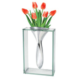 14 Mouth Blown Crystal Non Tarnish Aluminum And Glass Vase - Homeroots - Flyclothing LLC