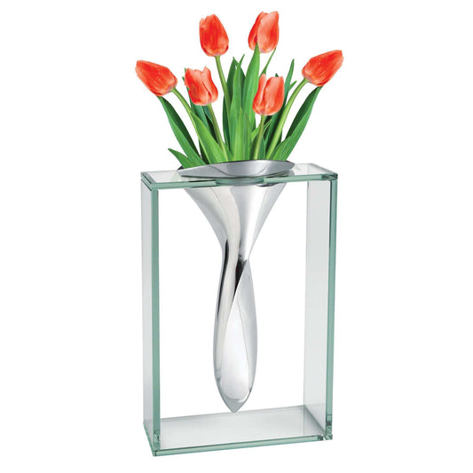 14 Mouth Blown Crystal Non Tarnish Aluminum And Glass Vase - Homeroots - Flyclothing LLC