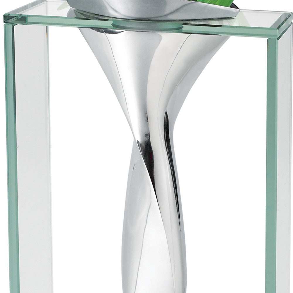 14 Mouth Blown Crystal Non Tarnish Aluminum And Glass Vase - Homeroots - Flyclothing LLC