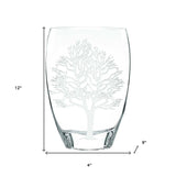 12 Mouth Blown Frosted Crystal European Made Tree Of Life Vase - Homeroots - Flyclothing LLC