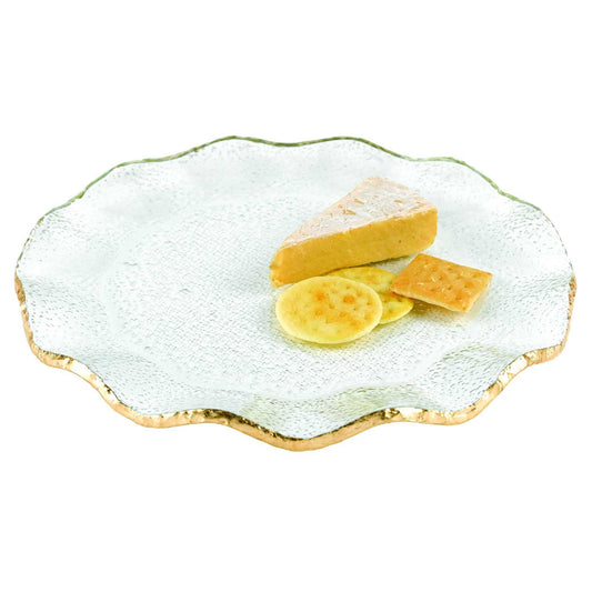 13 Mouth Blown Wavy Edge Gold Leaf Platter Or Charger - Homeroots - Flyclothing LLC