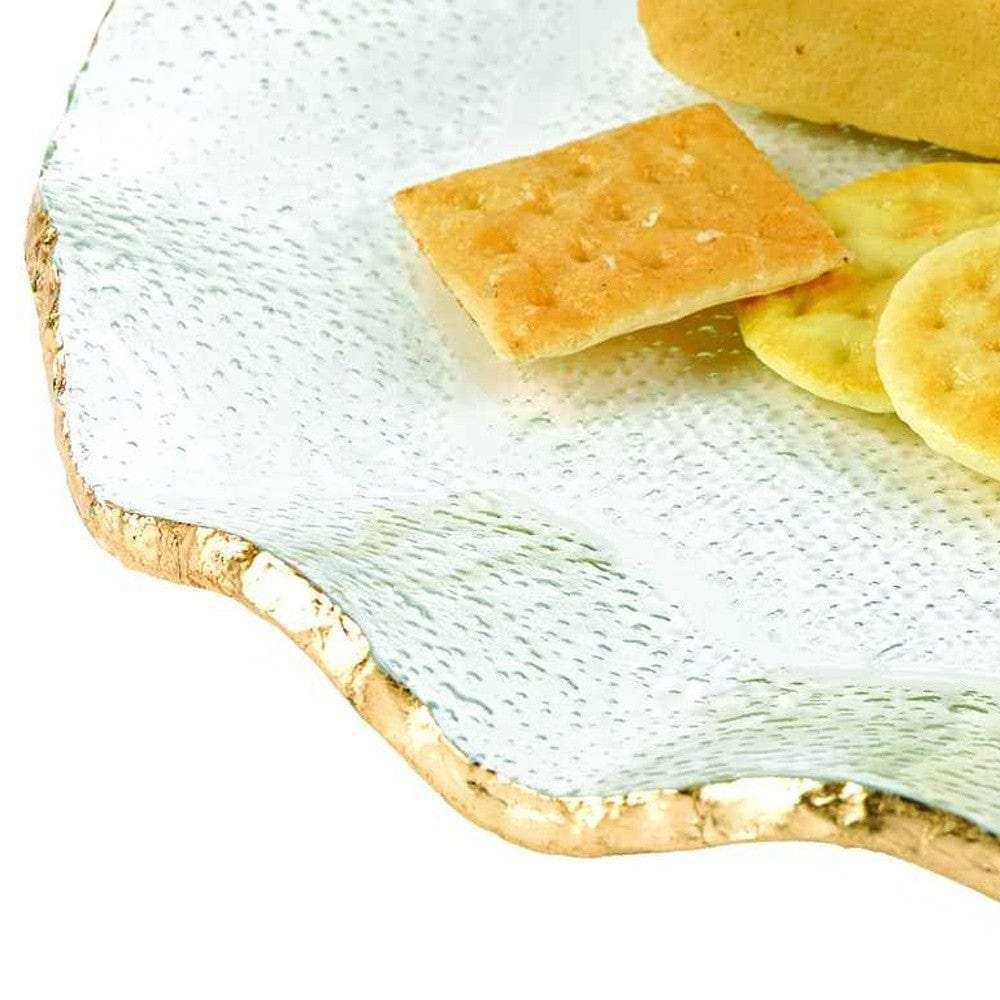 13 Mouth Blown Wavy Edge Gold Leaf Platter Or Charger - Homeroots - Flyclothing LLC