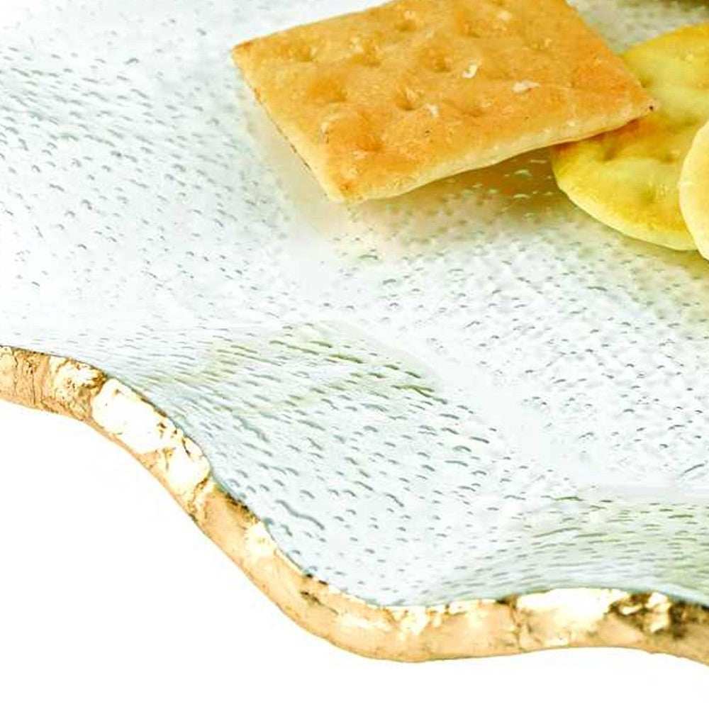13 Mouth Blown Wavy Edge Gold Leaf Platter Or Charger - Homeroots - Flyclothing LLC
