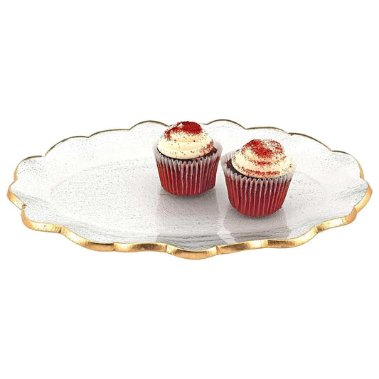 10 Glass Oval Edge Gold Serving Platter - Homeroots - Flyclothing LLC