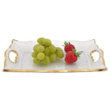 11" Gold Glass Indoor Outdoor Tray With Handles - Homeroots - Flyclothing LLC