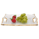 11" Gold Glass Indoor Outdoor Tray With Handles - Homeroots - Flyclothing LLC