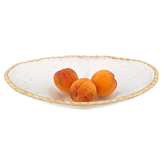 8 Hand Decorated Oval Edge Gold Leaf Serving Bowl - Homeroots - Flyclothing LLC
