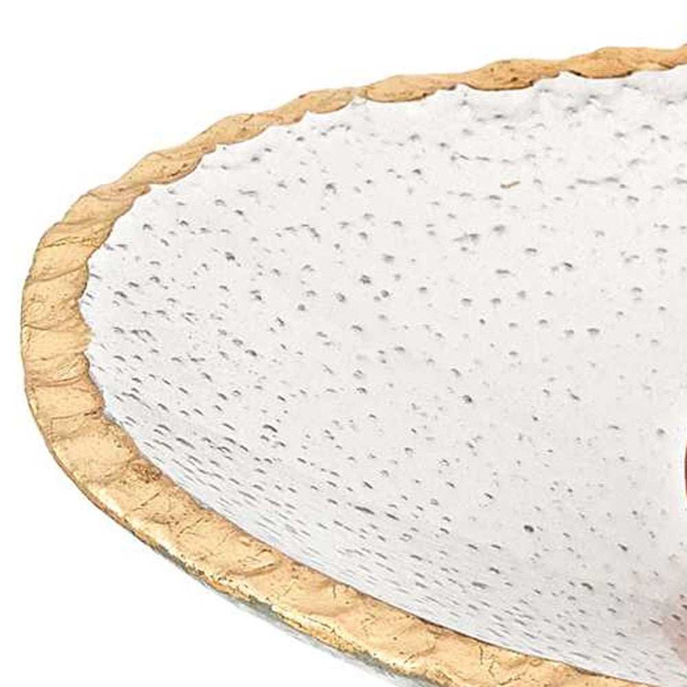 8 Hand Decorated Oval Edge Gold Leaf Serving Bowl - Homeroots - Flyclothing LLC