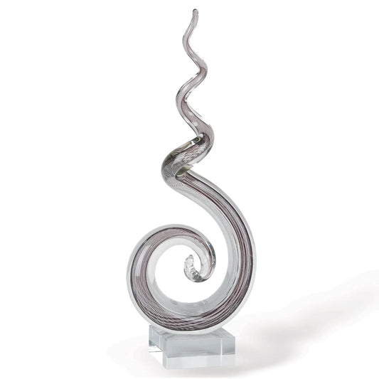 20" Clear and Brown Murano Glass Modern Abstract Tabletop Sculpture - Homeroots