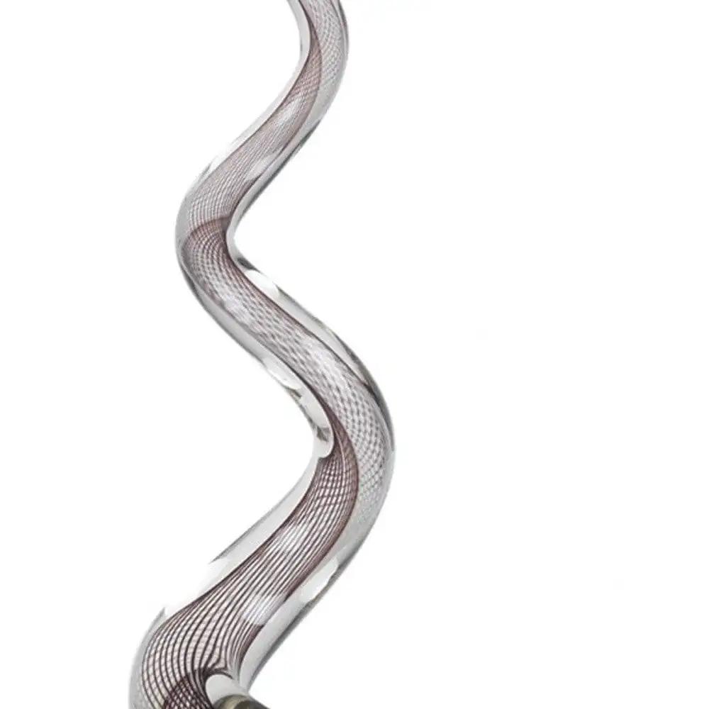 20" Clear and Brown Murano Glass Modern Abstract Tabletop Sculpture - Homeroots