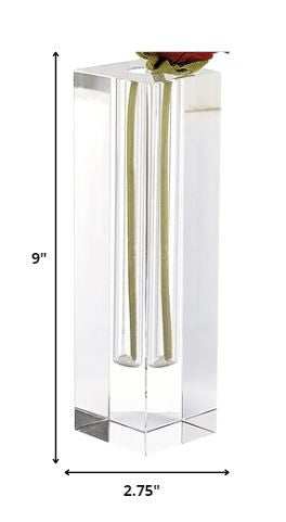 9 Hand Crafted Crystal Square Optical Bud Vase - Homeroots - Flyclothing LLC