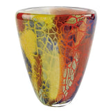 8" Orange Red and Yellow Murano Glass Abstract Oval Table Vase - Homeroots - Flyclothing LLC