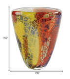8" Orange Red and Yellow Murano Glass Abstract Oval Table Vase - Homeroots - Flyclothing LLC