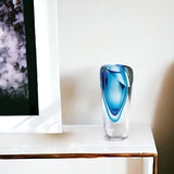 8" Clear and Blue Crystal Table Vase - Homeroots