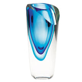 8" Clear and Blue Crystal Table Vase - Homeroots