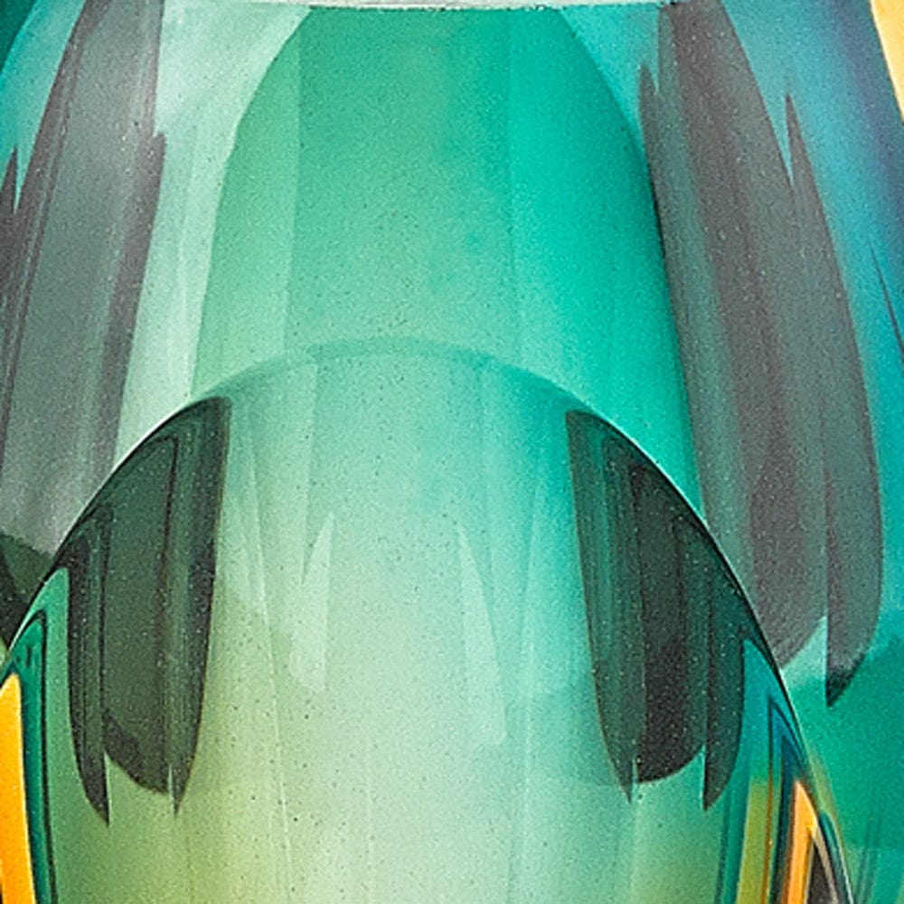 6" Clear Amber and Green Abstract Murano Glass Table Vase - Homeroots