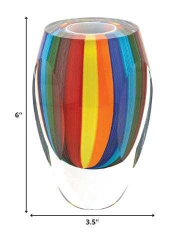 6 Multicolor Art Glass Vase - Homeroots - Flyclothing LLC