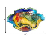 9" Rainbow Multi Colored Art Glass Centerpiece Bowl - Homeroots